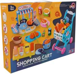 Raya Toys Set de joc Raya Toys - Cărucior de piață cu bucătărie, 64 de piese, albastru (506122327) Bucatarie copii