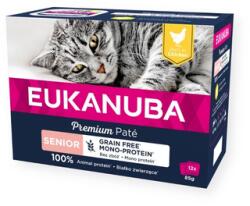 EUKANUBA Grain Free Senior Monoprotein pástétom idős macskáknak Csirke 12 x 85 g