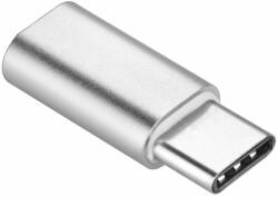 Adapter: MicroUSB - Type-C (USB-C) ezüst adapter
