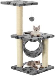  Ansamblu pisici cu stâlpi funie sisal gri 65 cm imprimeu lăbuțe (170547)