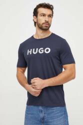 HUGO pamut póló sötétkék, férfi, nyomott mintás - sötétkék S