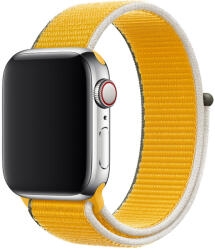 Utángyártott iKi Apple Watch 45mm / 44mm / 42mm / Ultra 49mm Sportpánt tépőzáras szíj - sárga/fekete/fehér