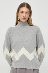 MARELLA gyapjú pulóver női, szürke, félgarbó nyakú - szürke L