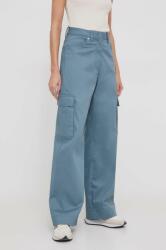 Calvin Klein Jeans nadrág női, magas derekú egyenes - kék XS