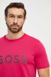 Boss Green pamut póló rózsaszín, férfi, nyomott mintás - rózsaszín L