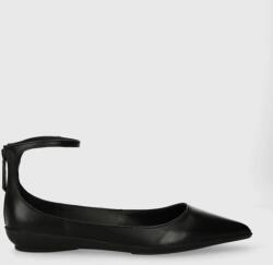 Calvin Klein bőr balerina cipő WRAPPED ANKLE STRAP BALLERINA fekete, HW0HW01840 - fekete Női 38