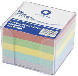 Kockatömb 8x8x6, 5cm, ragasztás nélküli, transzparens tartóban színes pasztell 8x8x6, 5cm, Bluering® - bolt