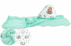  Baby Shop kapucnis fürdőlepedő 100*100 cm - Lulu natural menta - babastar