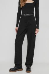 Calvin Klein Jeans nadrág női, fekete, magas derekú egyenes - fekete XS - answear - 29 990 Ft