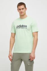Adidas pamut póló zöld, férfi, nyomott mintás, IM8306 - zöld L