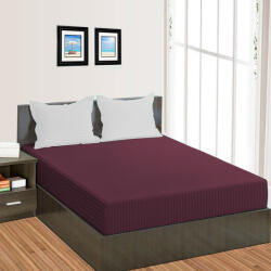 HomePuls Cearsaf de pat cu elastic Damasc Policoton dunga 1 cm, 230x250 cm pentru saltea 180x200 cm, Rosu Visiniu Lenjerie de pat