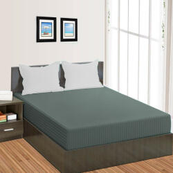 HomePuls Cearsaf de pat cu elastic Damasc Policoton dunga 1 cm, 150x250 cm pentru saltea 100x200 cm, Gri Inchis