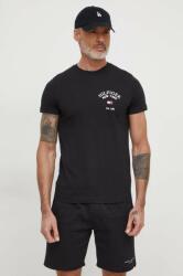 Tommy Hilfiger pamut póló fekete, férfi, nyomott mintás - fekete M - answear - 12 990 Ft