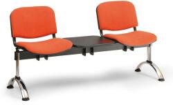 VIVA kárpitozott pad, 2 üléses + asztal - króm lábak, fekete