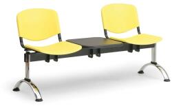 ISO II műanyag pad, 2 üléses + asztal - króm lábak, fekete