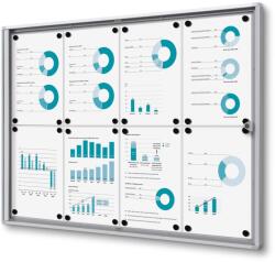 Belső információs kirakat Economy 8 x A4 - fém hátlap, tűzálló, alumínium