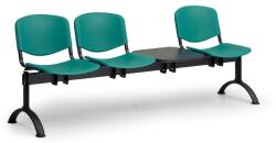  ISO II műanyag pad, 3 üléses + asztal - fekete lábak, kék