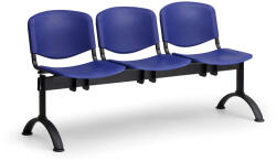  ISO II műanyag pad, 3 üléses - fekete lábak, kék