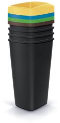Prosperplast Szeméttároló szett válogatott hulladékhoz, négyzet alakú, 4 x 25 l, színes