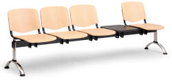 ISO II fa pad, 4 üléses + asztal - króm lábak, bükkfa