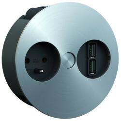 Süllyesztett aljzat BACH TWIST 1Z, 2x USB 2 m, rozsdamentes acél