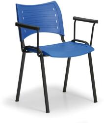  SMART műanyag szék - fekete lábak karfával, kék