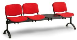 VIVA kárpitozott pad, 3 üléses + asztal - fekete lábak, piros