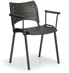 SMART műanyag szék - fekete lábak karfával, fekete