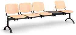  ISO II fa pad, 4 üléses + asztal - fekete lábak, bükkfa