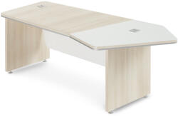  TopOffice Premium ergonomikus asztal 227, 1 x 109, 6 cm, jobb, világos akác / fehér