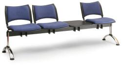  SMART kárpitozott pad, 3 üléses + asztal - króm lábak, narancs