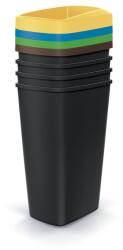  Szeméttároló készlet válogatott hulladékhoz, négyzet alakú, 4 x 45 l, színes