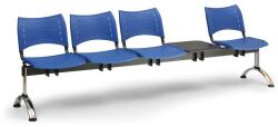 VISIO műanyag pad, 4 üléses + asztal - króm lábak, kék
