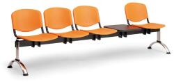 ISO II műanyag pad, 4 üléses + asztal - króm lábak, narancssárga