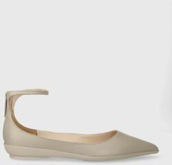 Calvin Klein bőr balerina cipő WRAPPED ANKLE STRAP BALLERINA bézs, HW0HW01840 - bézs Női 36