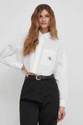 Calvin Klein pamut ing női, galléros, fehér, relaxed - fehér XS - answear - 26 990 Ft