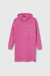 Calvin Klein Jeans gyerek pamutruha rózsaszín, mini, egyenes - rózsaszín 140
