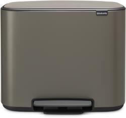 Brabantia Bo Pedal Bin pedálos szelektív hulladékgyűjtő szagmentesen záródó Soft-Close fedél, műanyag tartály, 3x11L - X méret, acél, platinaszürke - 121067 (121067) - greenclean