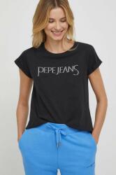 Pepe Jeans pamut póló HANNON női, fekete - fekete XS