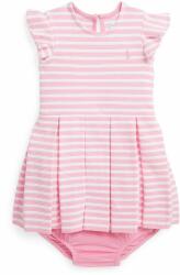 Ralph Lauren baba pamut ruha rózsaszín, mini, harang alakú - rózsaszín 80-83
