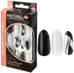 Royal Set 24 Unghii False ROYAL Glue-On Nail Tips, Mystique Almond, Adeziv Inclus 3 g