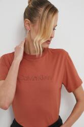Calvin Klein pamut póló női, barna - narancssárga M