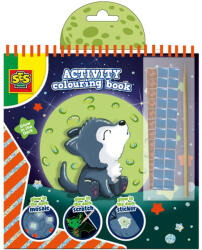 SES Creative Carte de colorat 3 in 1 pentru copii, cu animale, luminiscenta (00118)
