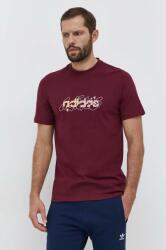 Adidas pamut póló bordó, férfi, nyomott mintás, IM8317 - burgundia XL