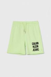 Calvin Klein Jeans gyerek rövidnadrág zöld, állítható derekú - zöld 116