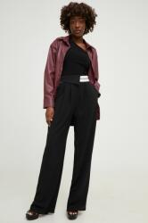Answear Lab nadrág női, fekete, magas derekú széles - fekete S - answear - 16 990 Ft