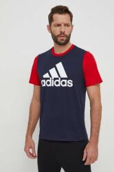 Adidas pamut póló sötétkék, férfi, nyomott mintás, IL5660 - sötétkék XL