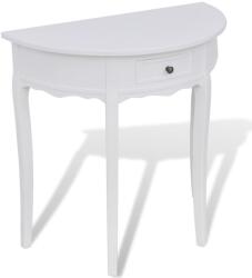 vidaXL Конзолна маса с чекмедже, полукръгла, бяла (241530)