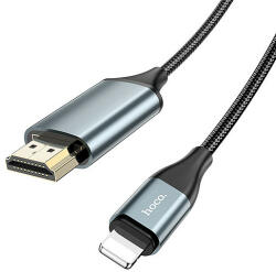 hoco. - Videokábel-adapter (UA15) - Lightning-HDMI, iOS 8.0+, 3, 3 V, 500 mA, 1080p HD, 2 m - fémszürke (KF2314284)
