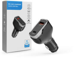 Quad szivargyújtó töltő adapter USB + Type-C bemenettel - 83W - Quad CC53-1A1C Car Charger PD 65W + QC 3.0 - fekete